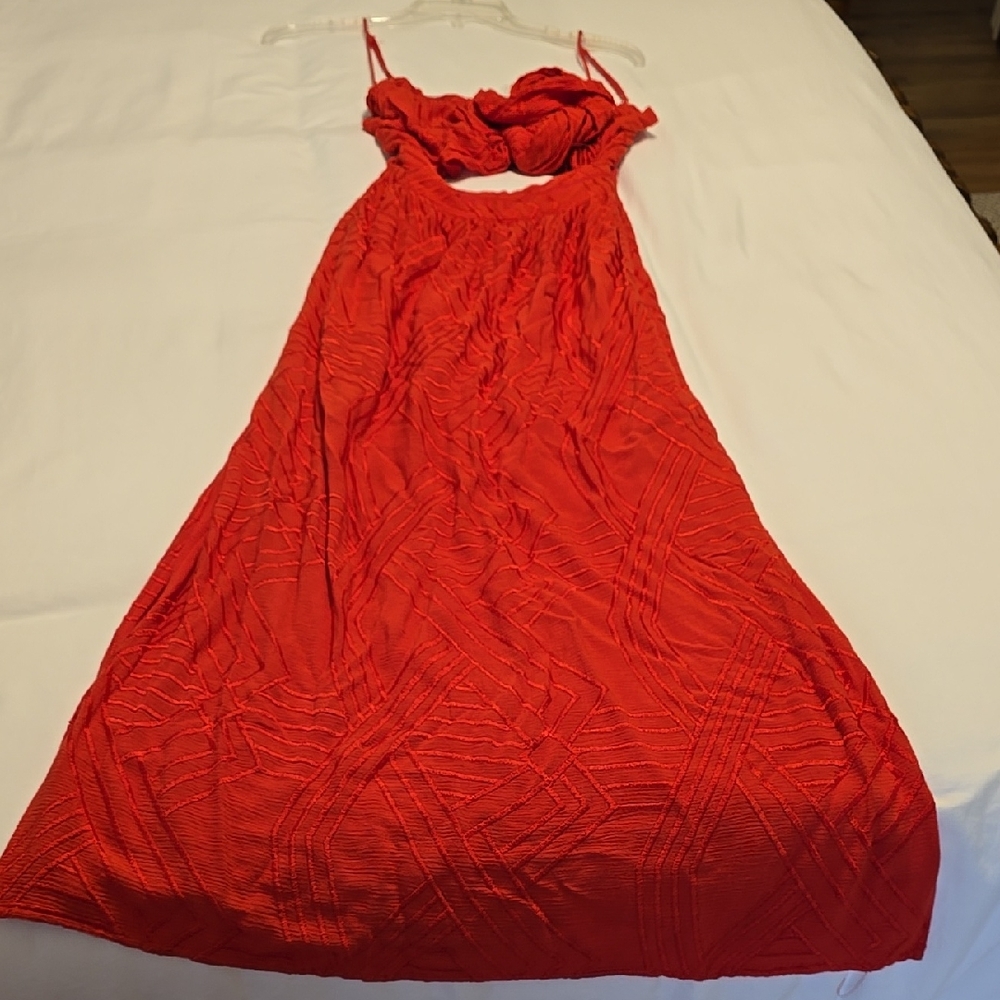 Olivaceous Red Sleeveless Crop Top Dress